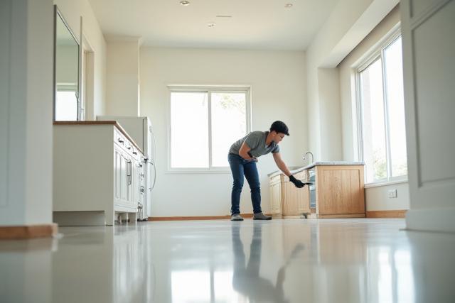 Clean and dust-free new construction site interior after post-construction cleaning